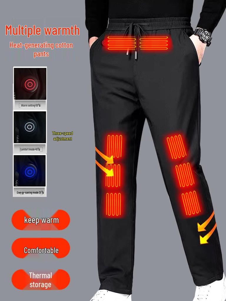 New Ten-Zone USB Heated Fleece-Lined Winter Warm Cotton Pants