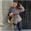 Spring Autumn Fashion V Neck Full Sleeves Women Coat Elegant Solid Color Casual Loose Jacket Woman Commuter Outerwear