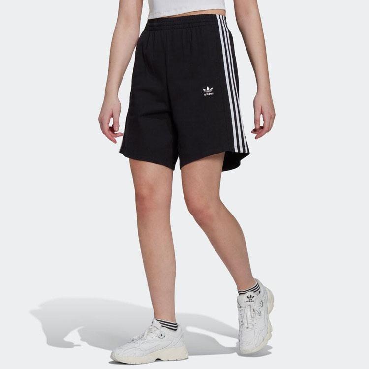 adidas Прямые повседневные шорты с полосатым принтом Originals, женские брюки, черные HM2137