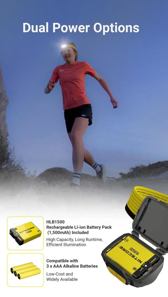 Nitecore UT27 MCT Headlamp, Max 800 Lumens, 3 Color Temperatures, USB-C Rechargeable, AAA Batteries Compatible, Trail Running, Night Running (Black)