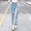 Summer High Waist Pantalones Lace Patchwork Hollow Out Elegant Jeans for Women Casual Loose Pants