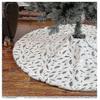 White Christmas Tree Skirt, 48 Inch Silver Sequin Feather Tree Skirt, Christmas Plush Tree Mat For Holiday Party Indoor Decoration