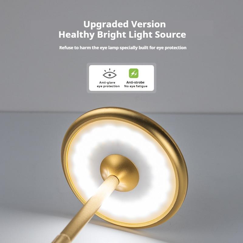 Rechargeable Alloy Table Lamp for Bedroom Wireless Touch Lamp Camping Candle Creative Desk Lamp USB-C Charging 2400mAh