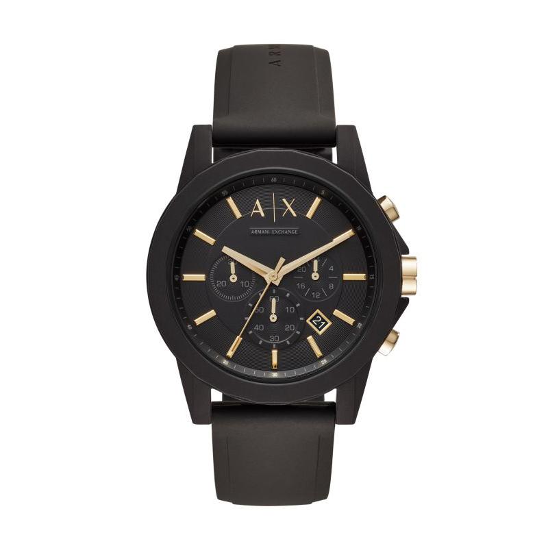 Armani Exchange AE Коллекция Дарта Вейдера Наручные часы Кварцевый механизм Силиконовый ремешок Черный циферблат Мужские часы AX7105