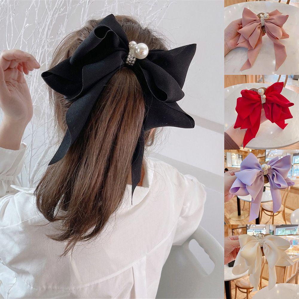 Модная заколка для волос для женщин, головной убор, бант из ленты, большой бант, зажимы для хвоста