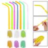 Reusable Drinkware Barware Cleaning Brush Silicone Straws Bar Accessories Foldable Drinking Straw