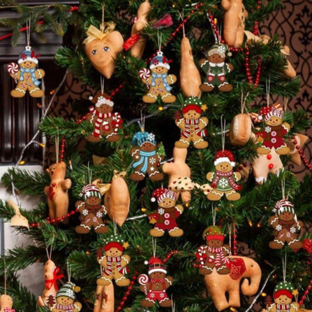 12/24/36 шт. Милые пряничные человечки Украшения Рождество DIY Мультяшные Подвески на елку Деревянные Современные поделки Рождественские украшения