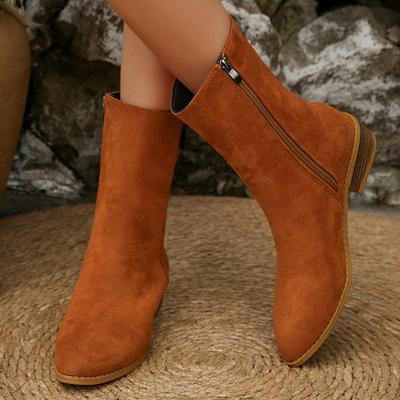 Модные элегантные ботильоны на квадратном каблуке для женщин, удобные ботильоны до щиколотки на среднем каблуке с острым носком, женские 2025, больших размеров, из искусственной замши