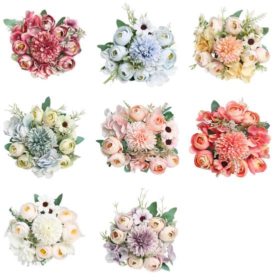 Искусственный цветок с зелеными листьями Реалистичный искусственный шелковый цветок Свадебная вечеринка Домашний офисный стол