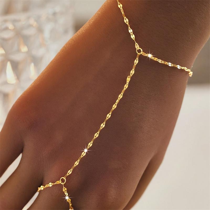 Dainty Boho Satellite Bead Finger Bracelet for Women Sexy Gold Color Hand Harness Chain Minimalist Valentine Summer Jewelry Gift