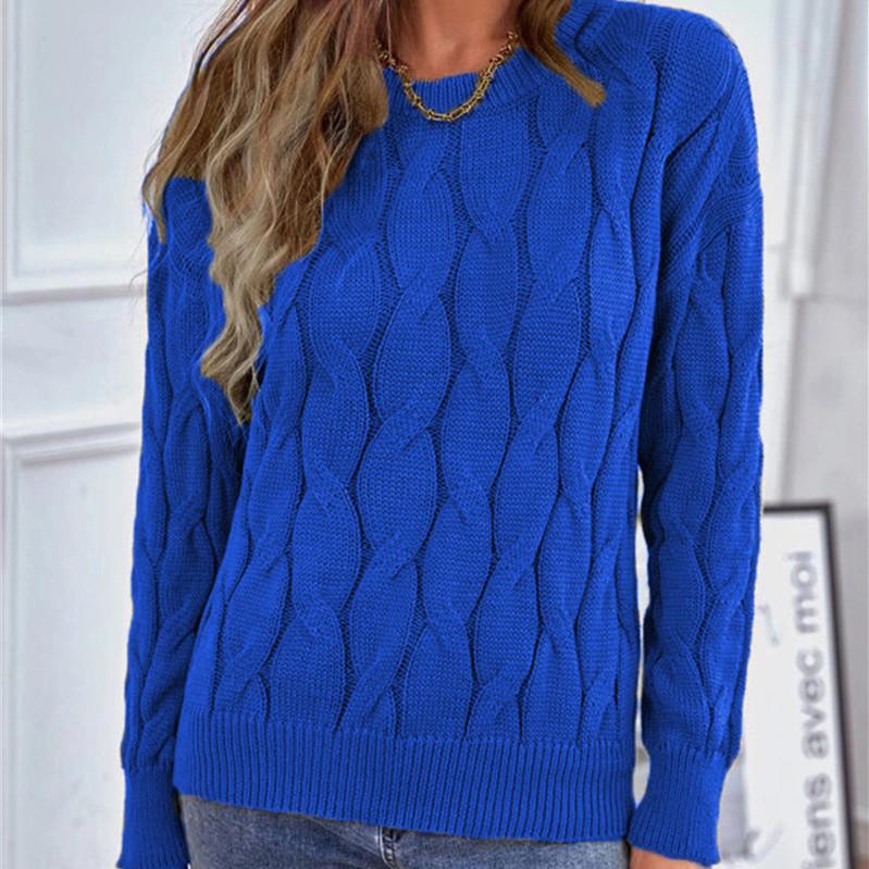 Свободный осенний свитер, женский вязаный свитер, пуловер, модный однотонный свитер