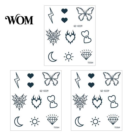 Long-lasting Temporary Tattoos 3Pcs Waterproof Tattoo Sticker for Men Women, Face Body Arm Chest Shoulder Stickers Thigh Waist Decal, Long Lasting Art