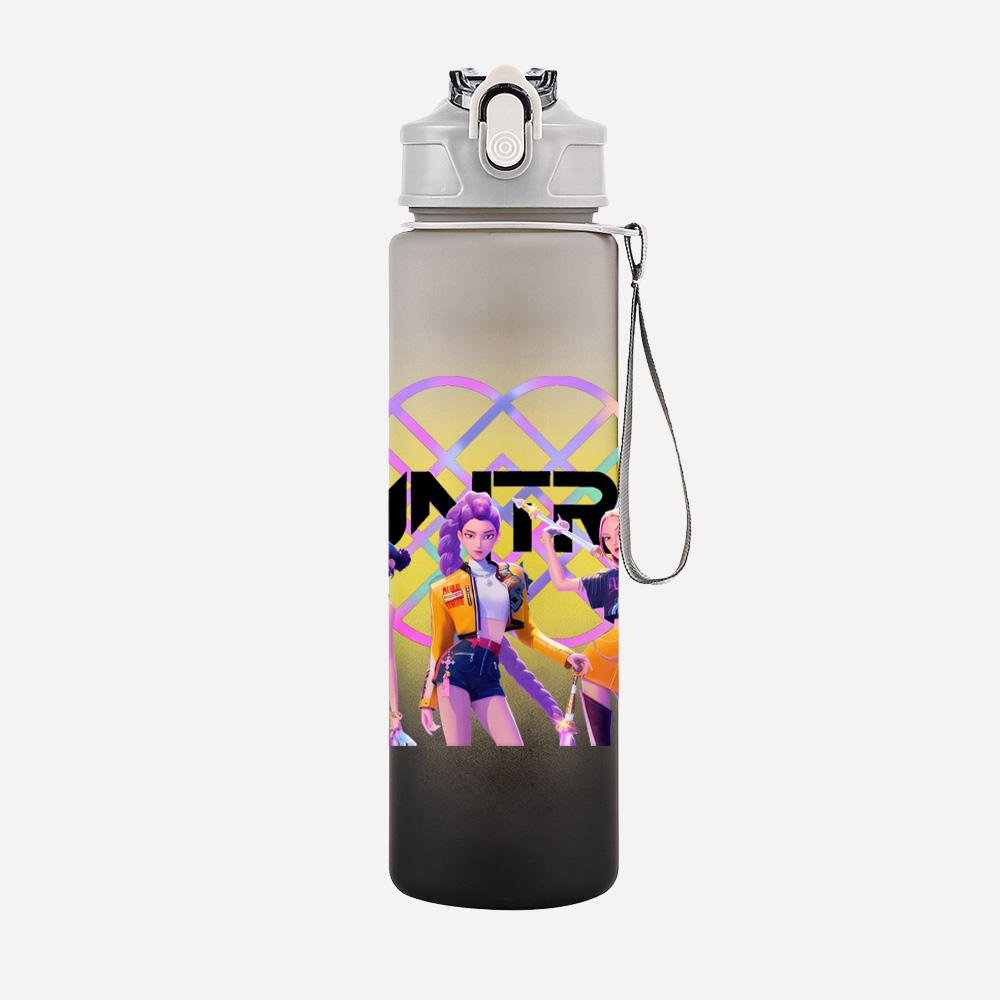 Cartoon K-Pop Demon Hunters Printed 750Ml Water Bottle Large Capacity Drinking Cup Portable Outdoor Sports Water Cup Children Gift