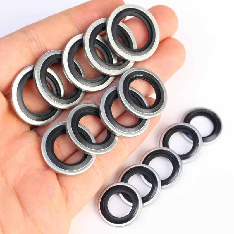70pcs Car Self-Aligning Washer Leak-Proof Carbon Steel NBR Bonded Sealing Gaskets for Automotive Oil Drain Pipe Screws M6-M16