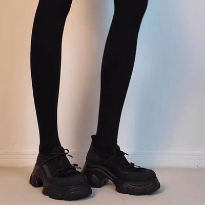 Туфли на блочном каблуке, одинарные, весна и осень, новые, круглый носок, глубокий вырез, бант, платформа, нескользящие, низкие туфли