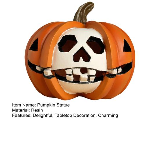 Хэллоуин Статуэтка Тыквы Жуткая Скульптура Тыквы Черепа Смола Настольное Украшение для Обеденного Стола Гостиной Офисной Полки Декор