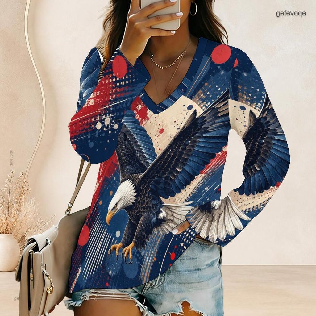 Plus Size Women V Neck Long Sleeve Button Embellished Loose Stylish Comfortable Daily Casual Ladies Blouse