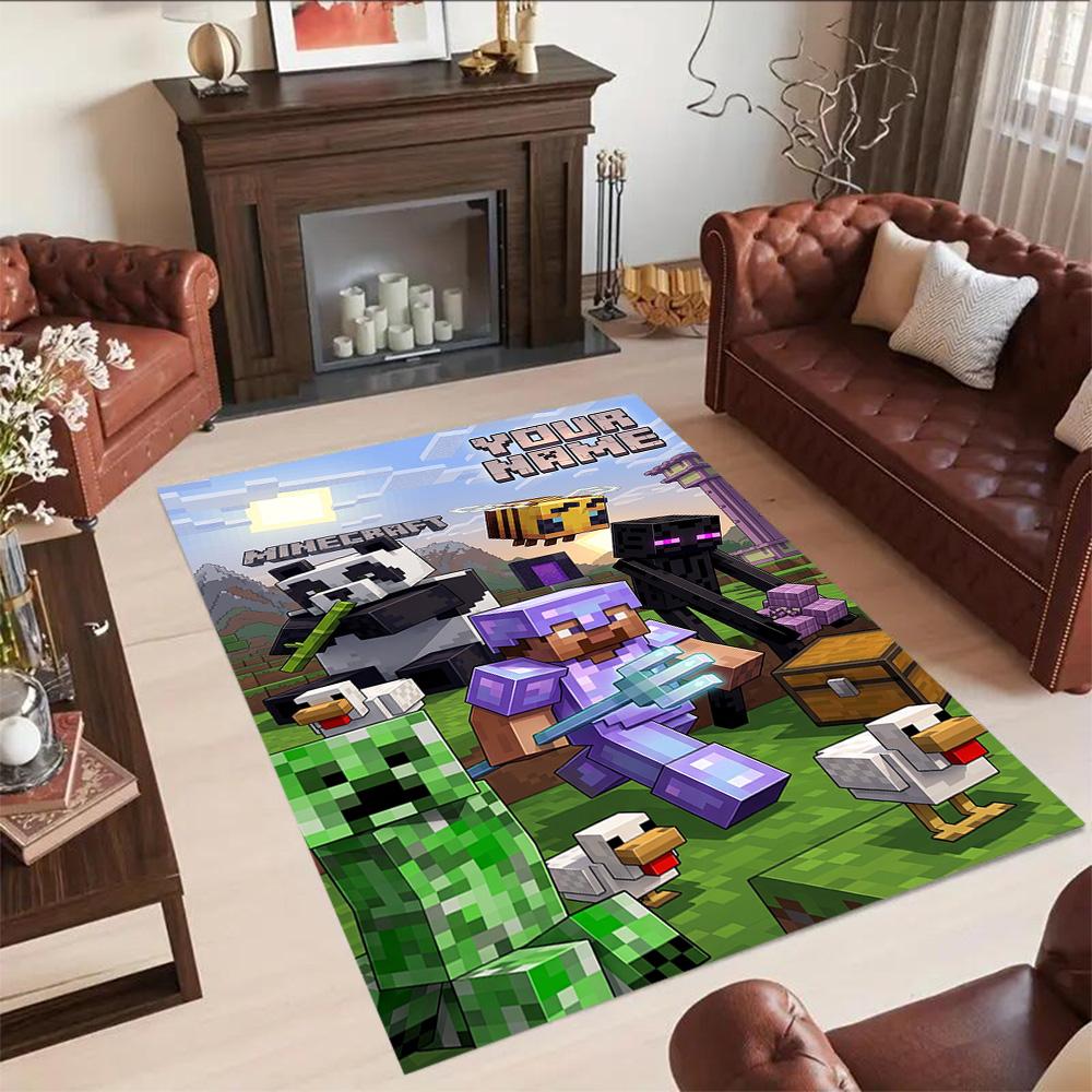 Minecraft Personalized Text Area Rug Design For Bedrooms Study Room Living Rooms Kitchen Antislip Carpet Anime Office Decor Wedding Party Gift