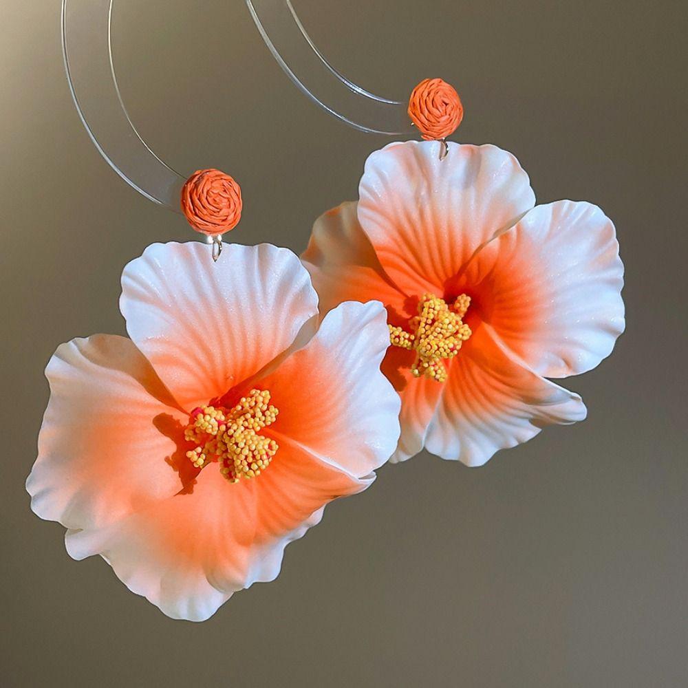 Silver Needle Flower Earrings Zinc Zinc Alloy Lafite Grass Earrings Simulated Flower Drop Earrings  Wedding