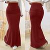 Women Maxi Skirt High Waist Solid Color Fishtail Skirt Slim Fit Hip Lifting Ankle Length Skirt Shirring Design Long Skirt