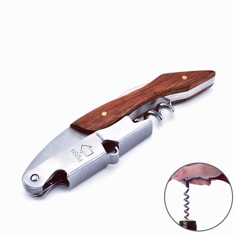 Red Wine Opener Wood Handle Professional Multifunction Portable Screw Corkscrew Wine Bottle Opener Kitchen Bar Cook Tools