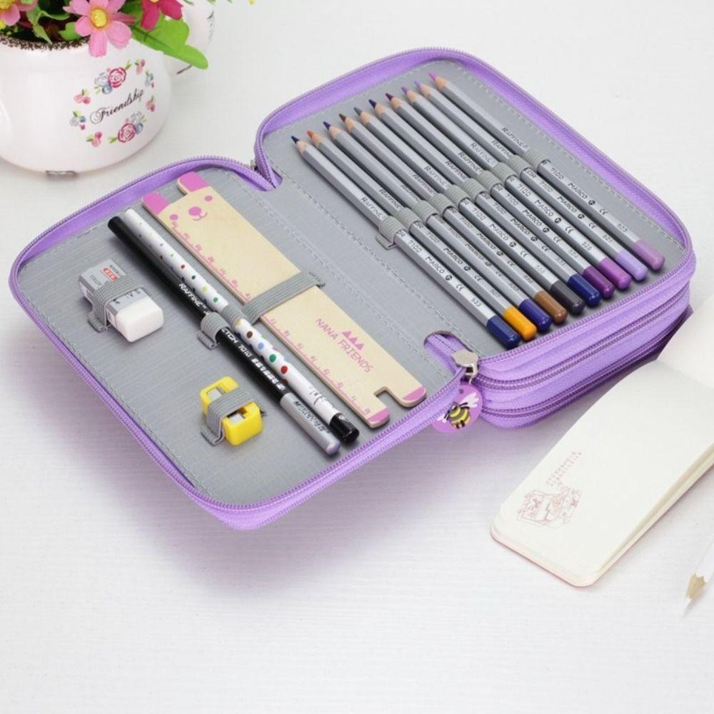 52-Hole Pen Bag Color Art Drawing Pen Organizer Large Capacity Stationery Storage Bag  Students