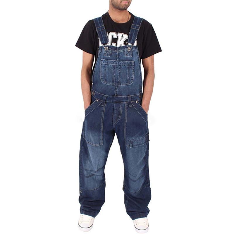 Men Baggy Jeans Suspender Pants Fashion Multi-pockets Loose Denim Trousers Jumpsuit Bib Pants Pocket Overalls