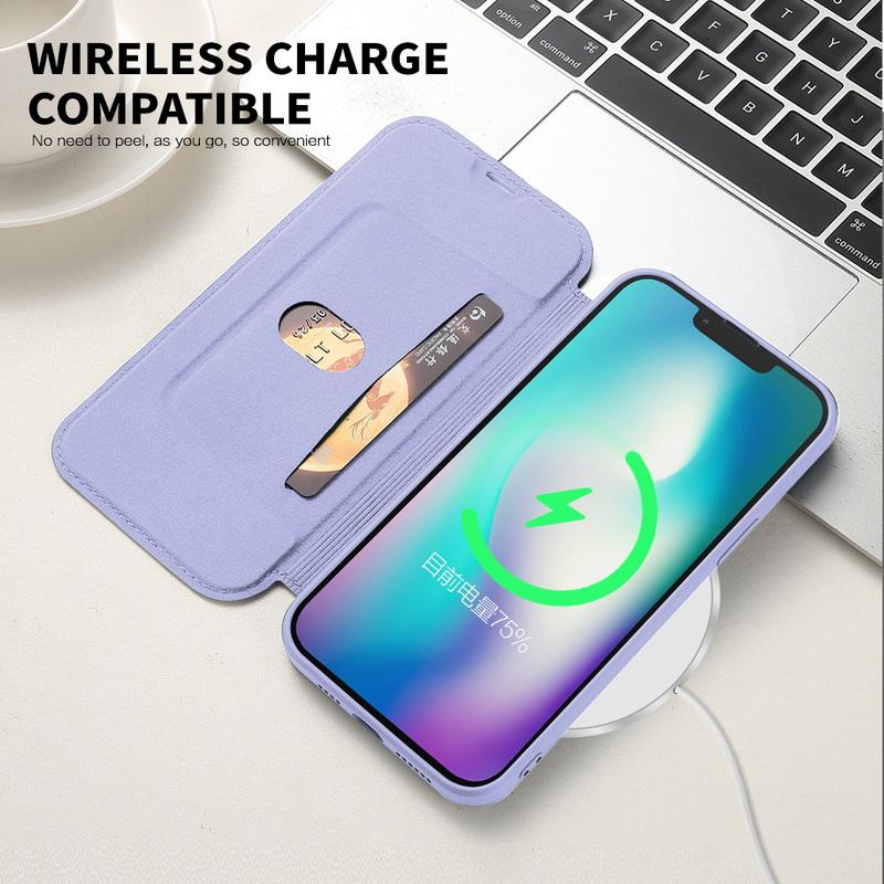 Флип-чехол из жидкого силикона и кожи с отделениями для карт для моделей iPhone