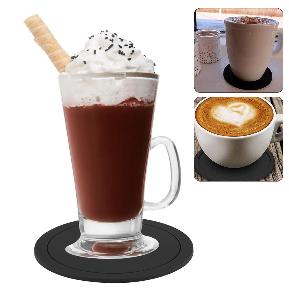 7 шт. нескользящие силиконовые подставки под стаканы набор держателей подстаканников черный круглый силиконовый коврик домашний офис стол декор подставка под стакан