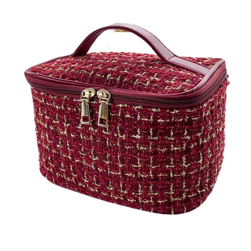 Косметичка большой вместимости в корейском стиле, портативный кейс для макияжа нишевого дизайна с ручками, милый органайзер для туалетных принадлежностей для путешествий