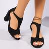 Мода 2025 Лето Новые Сандалии с открытым носком из матовой кожи Женские На молнии сзади Сексуальные Однотонные Удобные На высоком каблуке Одинарная обувь Женская