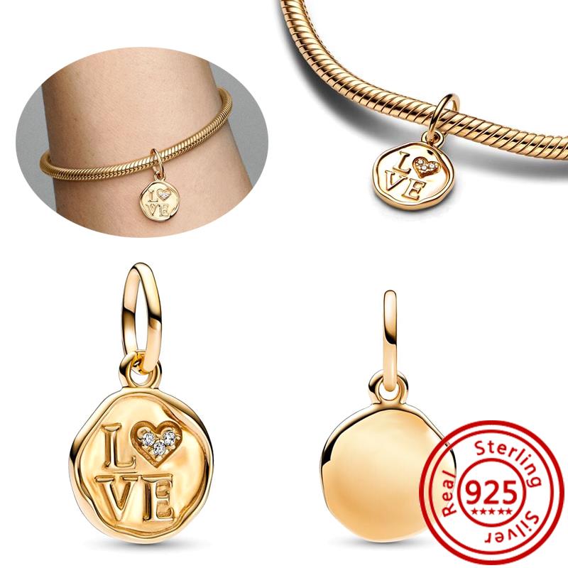 Медь 925 пробы Золотое Сердце Любви Четырехлистный Клевер Ангел Солнце Дерево Перья DIY Бусины Подходят для Оригинального Шарм-браслета Pantaro Мелкий Циркон