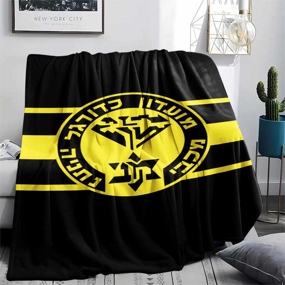 1Pc Maccabi Netanya FC Print Flannel Blanket High Quality Warm Comfortable Cover for All Seasons Perfect for Gifts Home Decor
