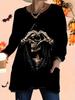 2025 Осень Зима Новые Женские Топы Большого Размера, Модные Футболки с 3D-принтом на Хэллоуин с Круглым Вырезом и Длинным Рукавом