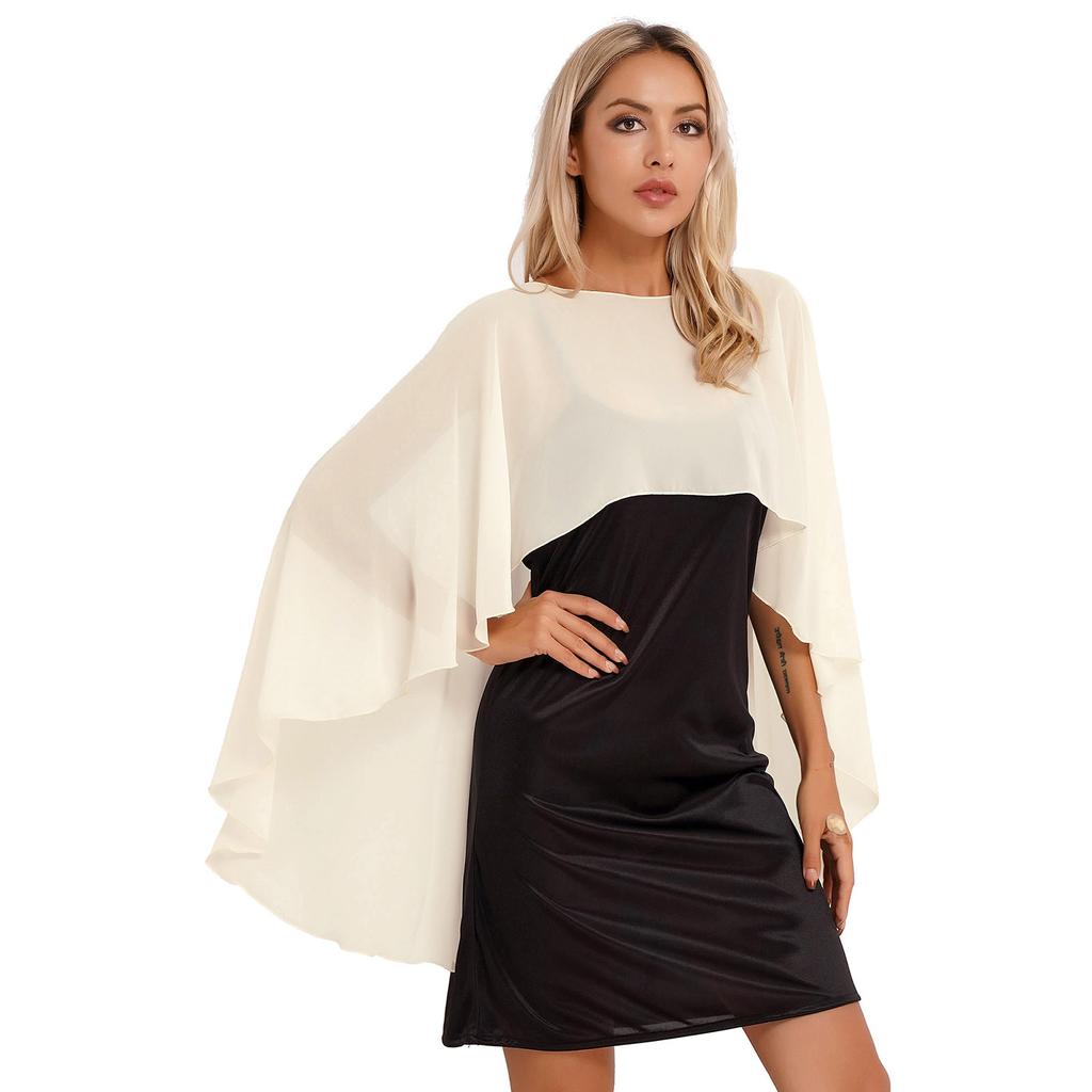 Women Chiffon Bolero Elegant Soft Wedding Bridal Cape Prom Party Shrug Evening Dresses Shawl Wraps