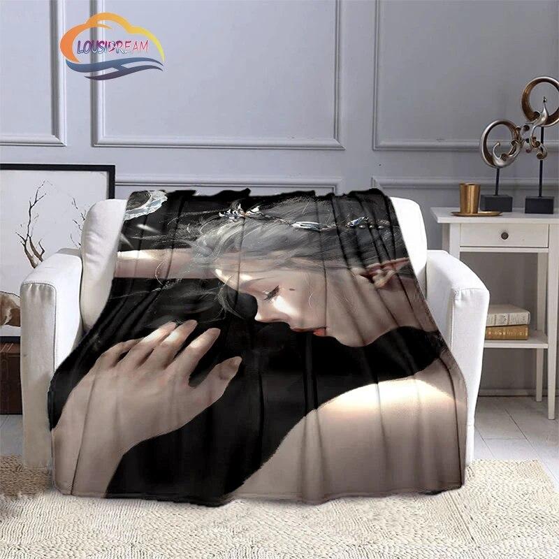 Ghost Blade Blanket 3D Printing Sexy   by Wolp Flannel Cashmere Blanket Girl Gift Beautiful Cartoon Girl