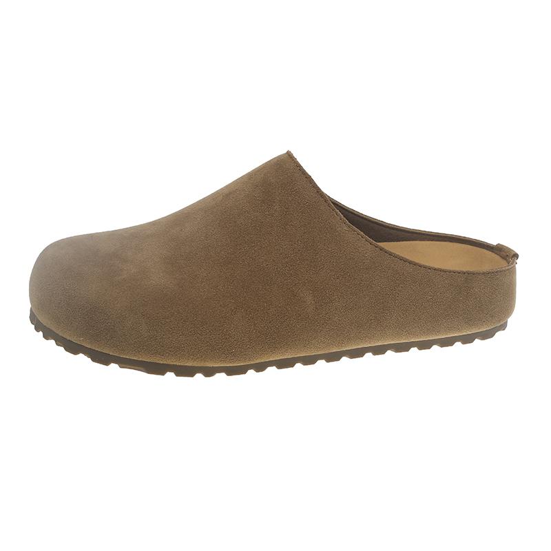 Модные женские замшевые нескользящие тапочки на толстой подошве, весенние, в стиле ретро, для улицы, износостойкие, на плоской подошве, удобные, для отдыха, с закрытым носком, шлепанцы