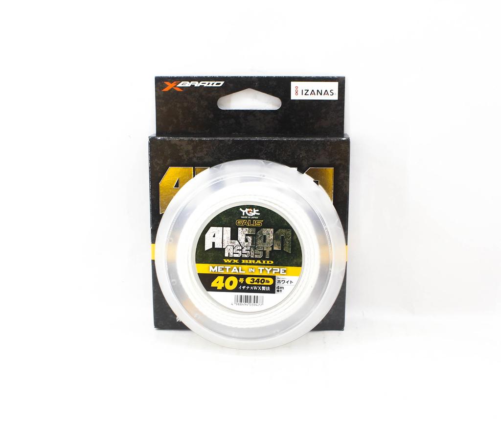 YGK Algon Assist WX Оплетка с металлическим сердечником, 4 м, размер 40 340 фунтов, белый цвет (9477)