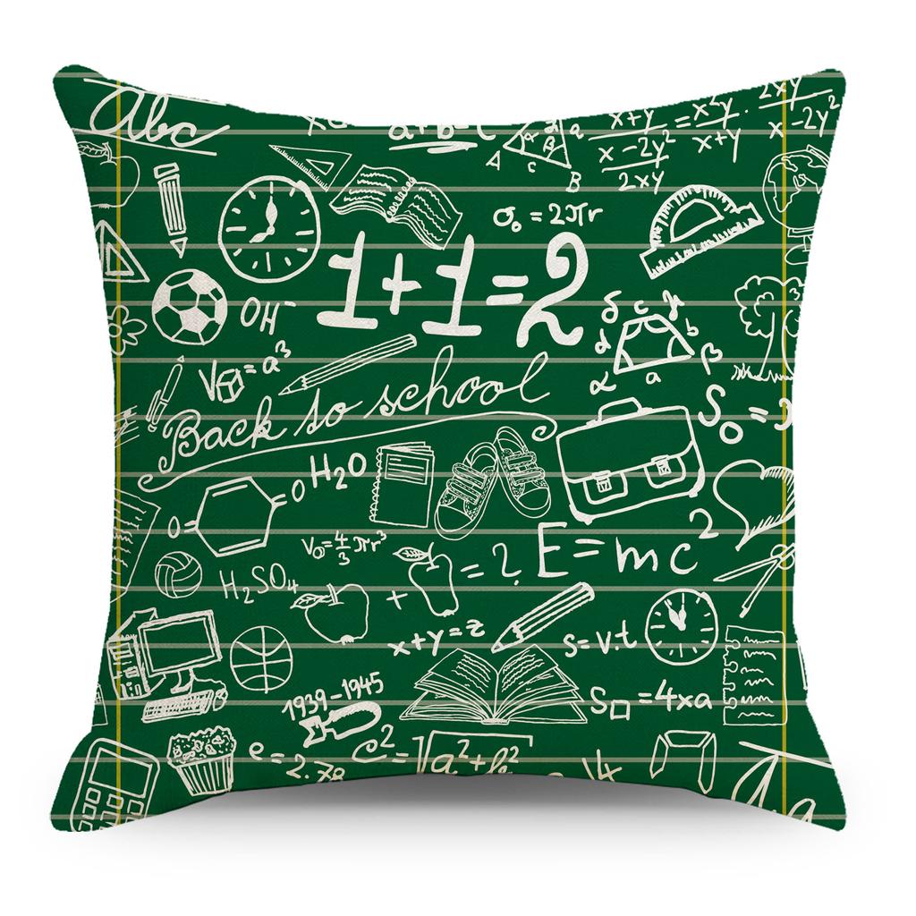 Mathematics, Physics and Chemistry Equations Pillow Cover Personalized Geometric Formula Graffiti Students' Bedside Linen Sleeping Pillow Cover