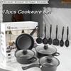 13Pcs Cookware Set Nonstick Saucepan Milk Pot Frying Pan Complete Kitchen Set Multi Function Tools Induction Compatible Oven Safe Cookware Kit