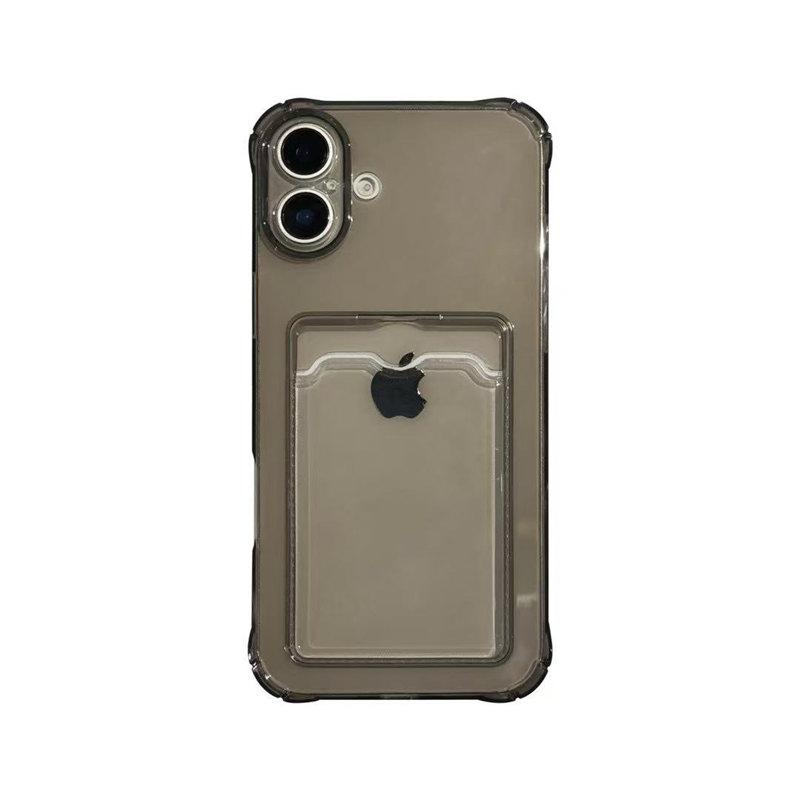 Ударопрочный силиконовый прозрачный чехол для iPhone 16 15 14 13 12 Mini 11 Pro XS Max X XR 6 16E 7 8 Plus защитная задняя крышка с карманом для карт