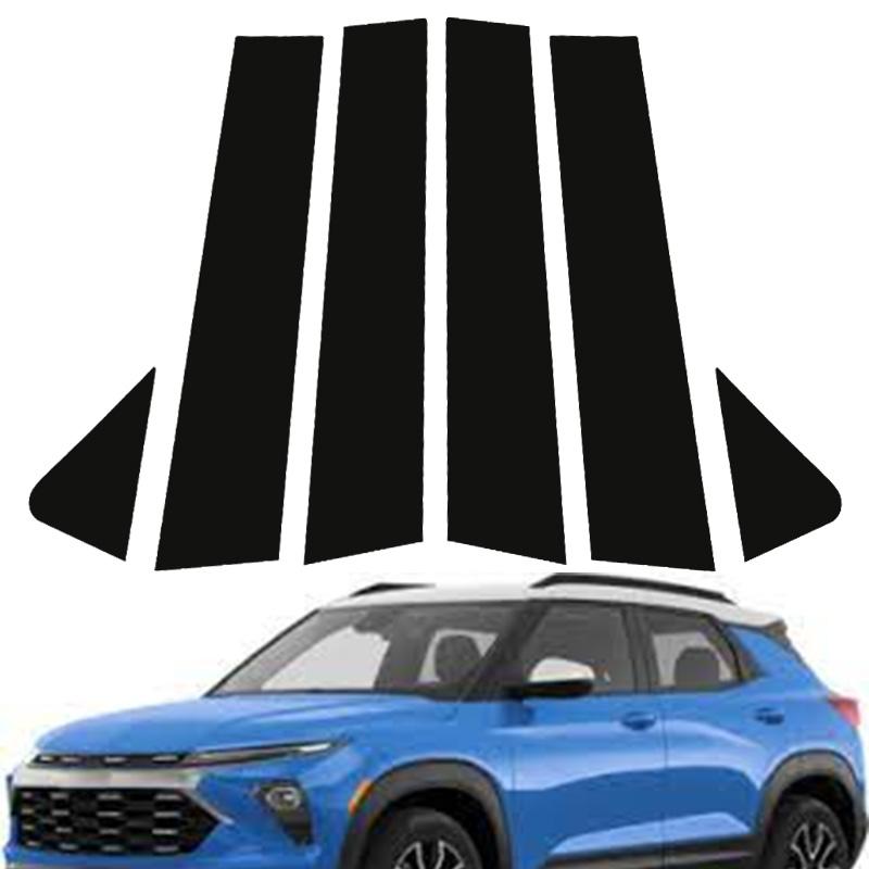 6 шт. для Chevrolet TrailBlazer (кроссовер) 2021-2024 Глянцевые черные наклейки на стойки, окна автомобиля, наружные стойки, накладка