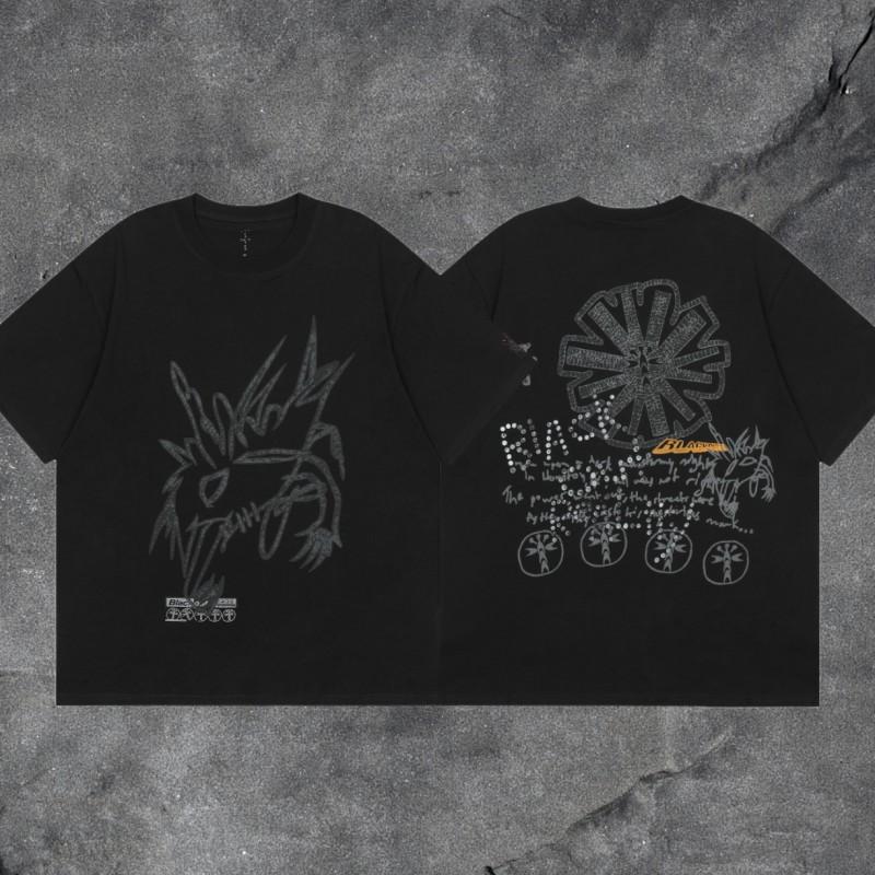 Travis Scott Utopia T-Shirt Mens High Street Short Sleeve Graphic Tee Casual Streetwear