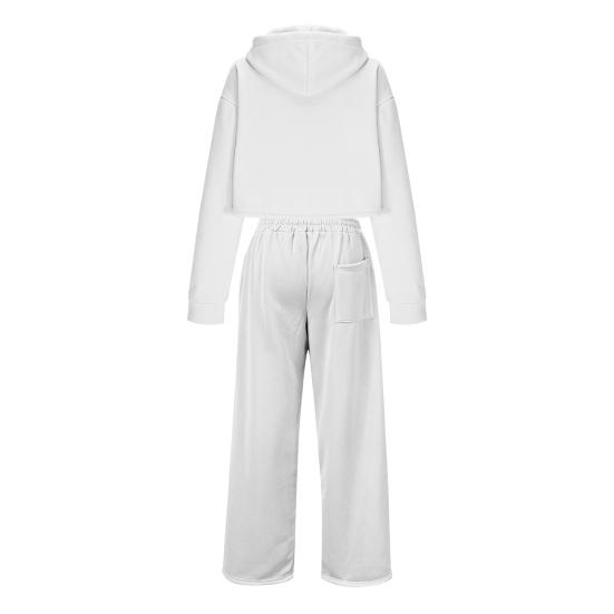 Женские костюмы-двойки, укороченные худи с длинными рукавами, спортивные костюмы, повседневные свитшоты-пуловеры и длинные брюки