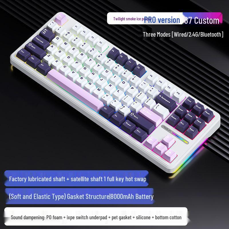 Механическая клавиатура Tarantula F87 RGB: Горячая замена, Структура с прокладкой, Трехрежимное беспроводное соединение Bluetooth для игр.