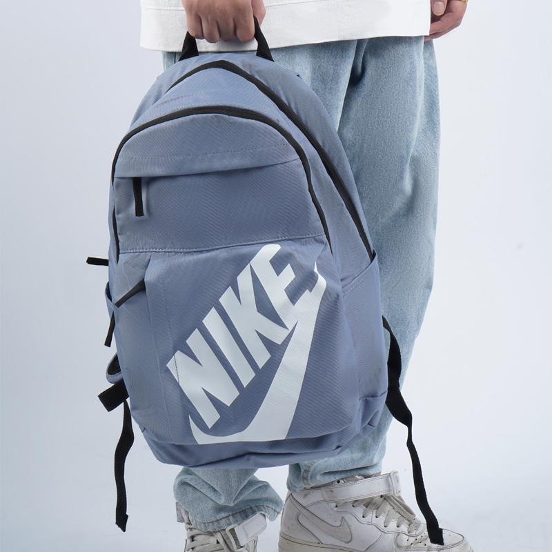 Nike Базовый Спортивный Повседневный Рюкзак на Молнии с Принтом Логотипа Унисекс Рюкзак Светло-Синий Серый CK0944-446