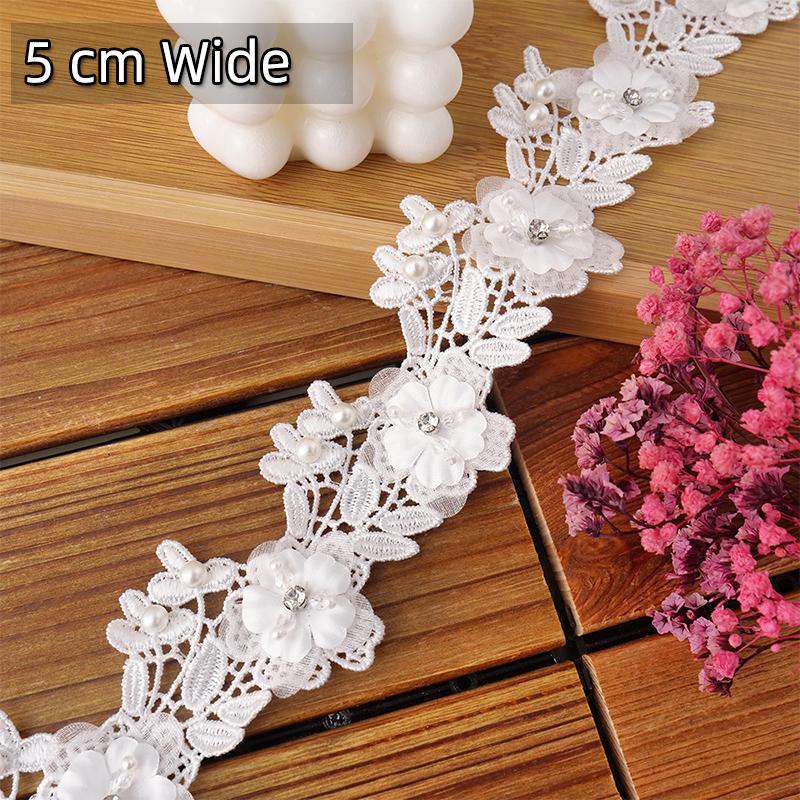 Flower Embroidered Lace Trim Ribbon For Crafts Wedding Dress Sewing Accessories Diy Material Needlework Decorative Fabric