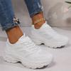 Women's Mesh Thick Sole Sports Shoes Breathable Lace Up Low Top Sports Shoes Casual Running and Walking Training Shoes