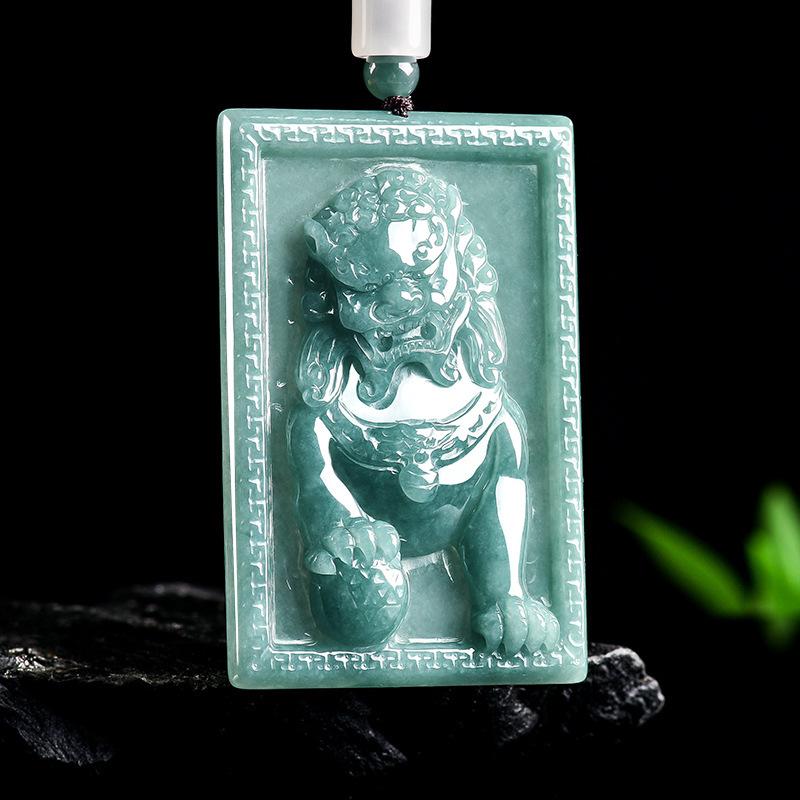 High-Grade A-Grade Jade Blue Water Lion Pendant for Men