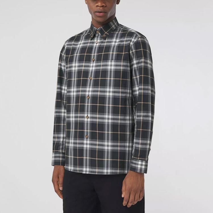 Burberry Shirts Men's Gray Lapel Moderate Shirt 80481471
